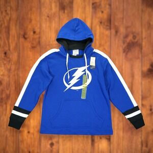 NWT Tampa Bay Lightning Hoodie Sweatshirt Mens Medium NHL Hockey Blue